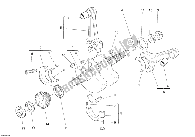 All parts for the Crankshaft of the Ducati Sport ST3 S ABS USA 1000 2007